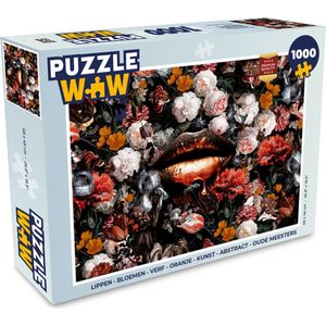 Puzzel Lippen - Bloemen - Verf - Oranje - Kunst - Abstract - Oude meesters - Legpuzzel - Puzzel 1000 stukjes volwassenen