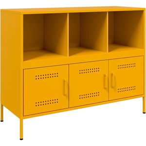 vidaXL - Dressoir - 100,5x39x79 - cm - staal - mosterdgeel