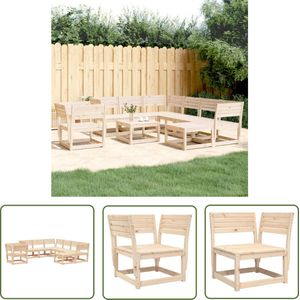 The Living Store 8-delige Loungeset massief grenenhout - Houten Lounge Set - Tuinset - Loungebank - Hoeklounge - Buitenmeubels