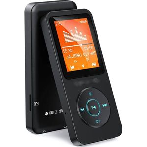 18 Inch Scherm MP3 MP4-speler 8 GB Geheugen 64 GB Uitbreidbaar Lossless Geluidskwaliteit Lange Batterijduur Draagbare Muziekspeler voor Sport Studie Hardlopen (Zwart)