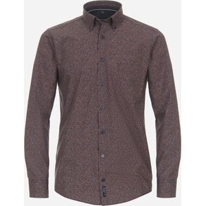 CASA MODA Sport casual fit overhemd - popeline - rood dessin - Strijkvriendelijk - Boordmaat: 45 - 46