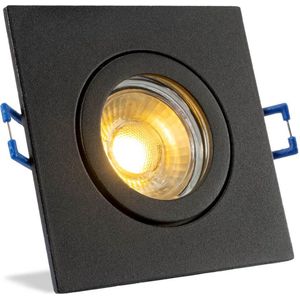 IP44 Platte LED inbouwspot Sutton - badkamer of buiten - Vierkante spot - Zwart - Extra Warm Wit - 2700K - 3.8 Watt - Integral