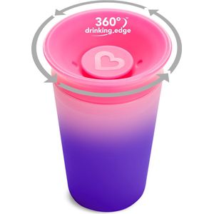 Munchkin Miracle Anti-Lek 360° Drinkbeker - Sippy Cup - Veranderd van Kleur - Warmtegevoelig - Oefenbeker voor Baby en Kind - 266ml - Roze/Paars