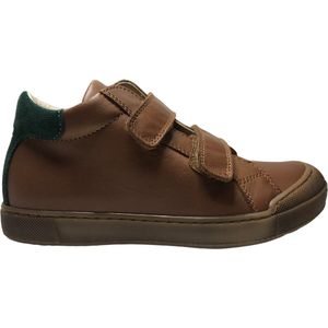 Naturino - Lovan - Mt 27 - velcro's bumper lederen effen hoge sneakers - Groene hiel - Cognac