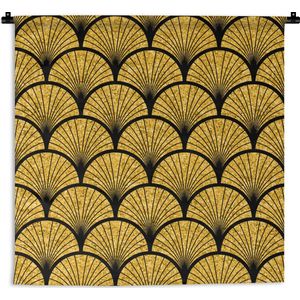 Wandkleed Art Deco architectuur - Gouden patroon Wandkleed katoen 90x90 cm - Wandtapijt met foto