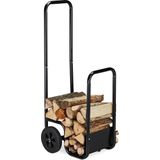 Relaxdays brandhout kar - staal - houtkar - brandhoutwagen - brandhout rek - houtopslag