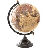 Clayre & Eef Wereldbol 22x33 cm Beige Bruin Hout Metaal Globe