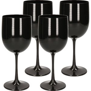 6x stuks onbreekbaar wijnglas zwart kunststof 48 cl/480 ml - Onbreekbare wijnglazen