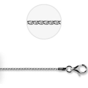 Jewels Inc. - Vossenstaart Ketting met Karabijnsluiting - 1.5mm Dik - Lengte 42cm - Gerhodineerd Zilver 925