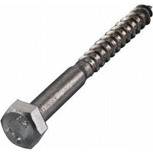 Houtdraadbout M6 x 80. lang. 40 stuks Houtfret. gebichromatiseerd. Ifix-Pro.