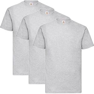 3 Pack - Fruit of The Loom - Shirts - Kids - Ronde Hals - Maat 128 - Heather Grey