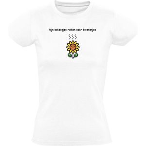 Mijn scheetjes ruiken naar bloemetjes Dames T-shirt - scheet - stinken - bloemen - humor - grappig