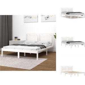 vidaXL Bed Frame Grenenhout Wit 195.5 x 145.5 x 31 cm - Multiplex Lattenbodem - Geschikt voor 140 x 190 cm Matras - Bed