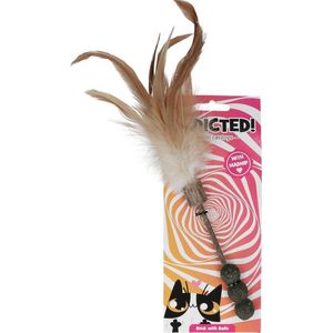 Addicted Stick met 3 Ballen en Veertjes - 25 cm - Kattenspeelgoed - Katten bal - Met madnip - Met kattenkruid - Veertjes