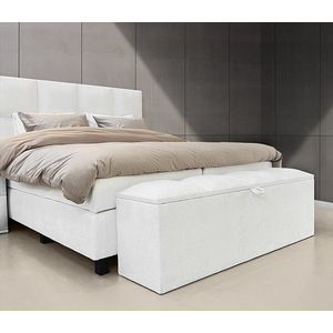 Boxspring - 180x210 cm - Wit - Boxspring Isabella Inclusief matras en topper