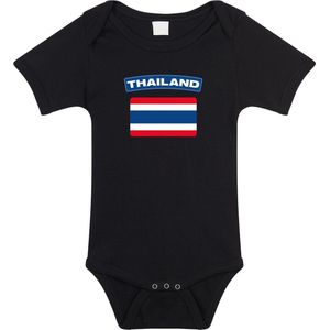 Thailand baby rompertje met vlag zwart jongens en meisjes - Kraamcadeau - Babykleding - Thailand landen romper 80