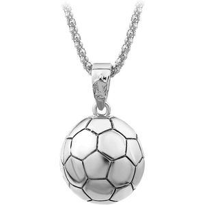 Ketting Heren met Voetbal Hanger - Zilver Kleurig - Kettingen Heren Jongens Meisjes - Cadeau voor Man - Mannen Cadeautjes