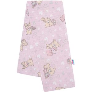 New Baby - Hydrofiele Luier 70x80 cm - Roze Hydrofiele Doek met Teddyberen en Hartjes - Katoen