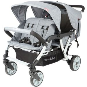 Familidoo Lidoo City BB H4E Buggy 4 zits Geschikt voor 2 newborn baby's - inclusief regenhoes -Full Grey
