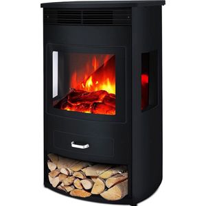 White-label Sfeerhaard Elektrisch - Tafelhaard voor Binnen & Buiten - Sfeerhaarden met Schouw - 50x35x80cm - Zwart