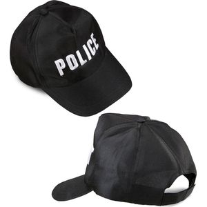 Widmann - Politie & Detective Kostuum - Amerikaanse Cap Politie - Zwart - Carnavalskleding - Verkleedkleding