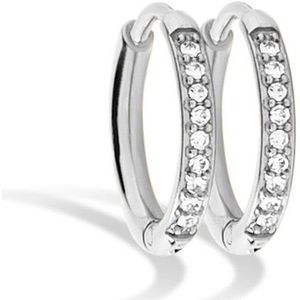 Oorbellen Classic Zirconia Hoops Zilver | Stainless steel met een mooie zilveren plating | Staal - 14 mm | Buddha Ibiza