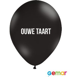 Ballonnen ""Ouwe Taart"" Zwart met opdruk Wit