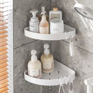 Doucheplank zonder boren - Set van 2 hoekplanken voor badkamer en keuken met haken