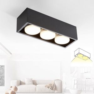 Opbouw LED plafondlamp Zwart 3 vlammen - Hoekig Zwenkbaar Modern Warm wit 3x5W GX53 voor keuken Woonkamer Eetkamer Slaapkamer Hal