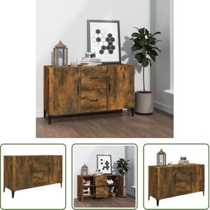 The Living Store Buffetkast - Gerookt Eiken - 100 x 36 x 60 cm - Bewerkt Hout