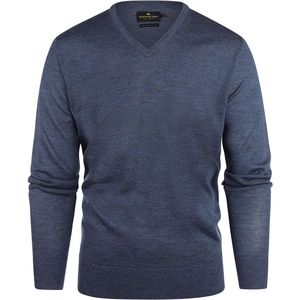 Steppin' Out Trui V-hals Merinowol Indigo Blauw - Maat L - Heren