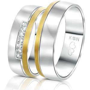 Lucardi Dames Vriendschapsring Maui - Ring - Cadeau - Staal - Zilver- en Goudkleurig