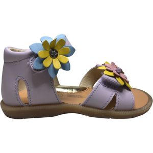 Naturino - Giamima - Mt 23 - velcro's bloemen lederen sandalen - Lila - dichte hiel