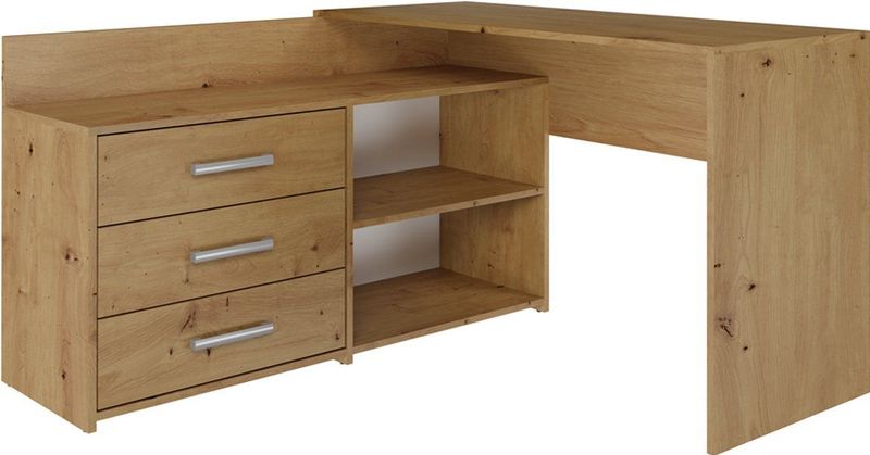 Maxy Shop Hoekbureau met Lades eiken- Bureau-Opbergruimte-Computerbureau-Lades