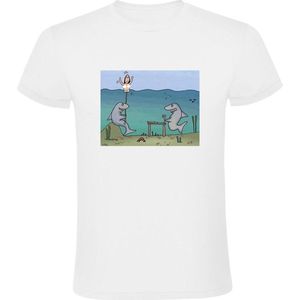 Grappig Heren T-shirt - haai - honger - vrouw - zee - vrouw