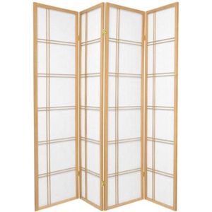 Fine Asianliving Japanse Kamerscherm B180xH180cm 4 Panelen Shoji Rijstpapier Natural - Double Cross