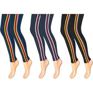 3 stuks Kinderlegging - Multicolor strepen - Marine-Zwart - Maat 146-152