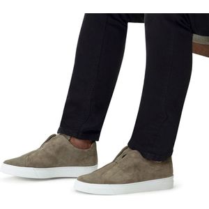 Manfield - Heren - Taupe suède loafers - Maat 45