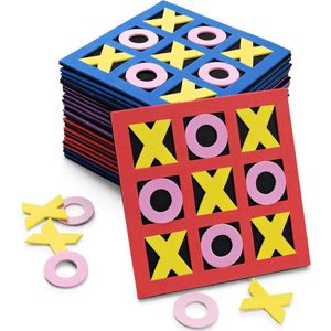 Partizzle 24x Mini Boter Kaas en Eieren Spel - Uitdeelcadeautjes - Tic Tac Toe Spelletjes - Educatief Klein Speelgoed - Grabbelton Traktatie Cadeautjes voor Kinderen - Foam