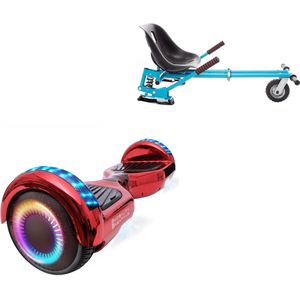 E-Mobility Rentals Hoverboard Met Schokdemper Hoverkart Blauw - Regular Neon Rood - Standard Afstand - 6.5'' Wielen - Oxboard - 15kmh - Bluetooth Speakers - LED Verlichting - UL2272 Gecertificeerd - Anti lek banden - Cadeau voor Kinderen, Tieners en