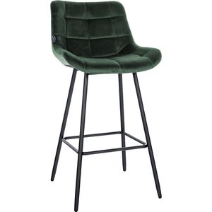 CLP West Barkruk - Met rugleuning - Voetsteun - Metalen frame - donkergroen Fluweel
