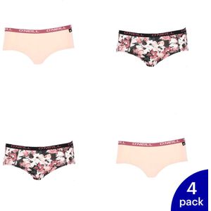 4-Pack O'Neill Dames Hipster Bloemen Ondergoed 801752 - Zwart / Rood - Maat XL