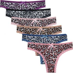 Dames string 6 pack met panterprint M 36-38