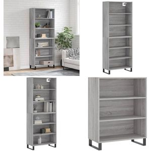 vidaXL Hoge kast 69,5x32,5x180 cm bewerkt hout grijs sonoma eikenkleur - Hoge Kast - Hoge Kasten - Dressoir - Opbergrek