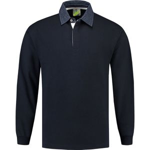 L&S Rugby Shirt voor heren in de kleur Navy Denim maat XXL