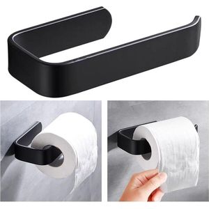 Toilet Houder - Wand Montage - Badkamer - Keuken Rol Houder - Papier Tissue - Rack Haak - Modern Zwarte Hanger