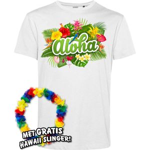 T-shirt Aloha | Toppers in Concert 2024 | Club Tropicana | Hawaii Shirt | Ibiza Kleding | Wit | maat XS