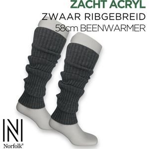 Norfolk - Beenwarmers - Zacht acryl - Ribgebreid - Zacht en Warm - Grijs - 58 cm - Leslie