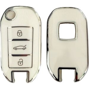 Siliconen TPU Remote Cover Key Case key cover Wit voor Citroen C3 C4 Berlingo 2021 voor Peugeot 208 2008 301 308 3008 RCZ 508 408 2008 307