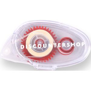 Discountershop Transparante Lijmroller – Rood Bureauartikelen - 9x5x2cm - Voor Fotos en Knutselwerk